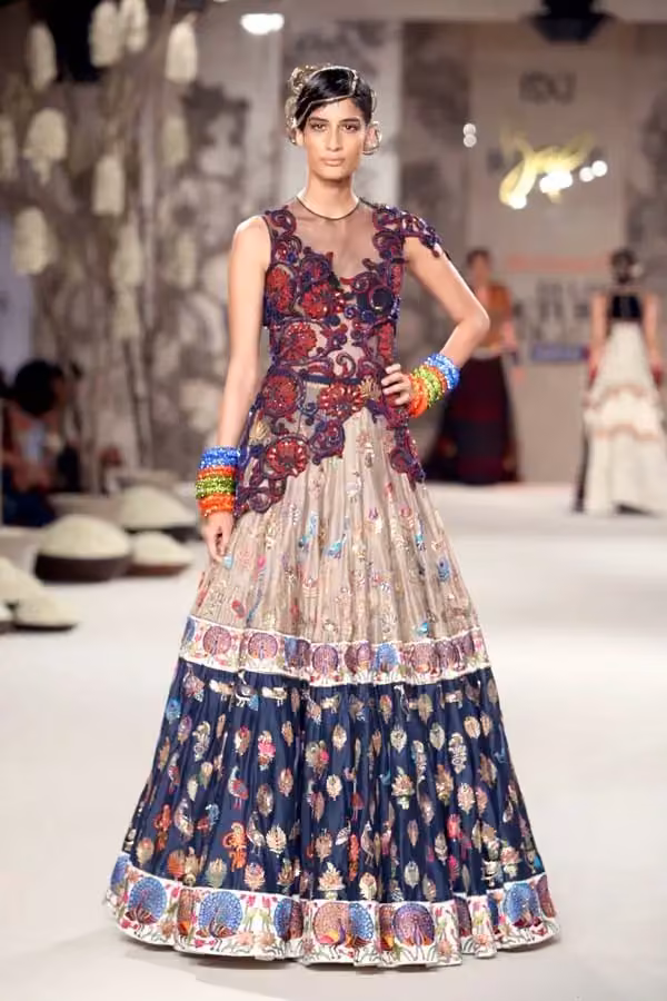 Floral tiered long dress — Rohit Bal, Date not documented