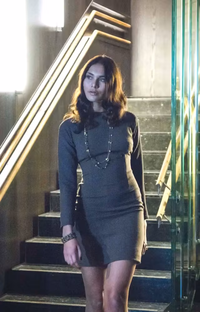 Dark high-neck minidress — Kathrine Nørgård, Shown February 2014