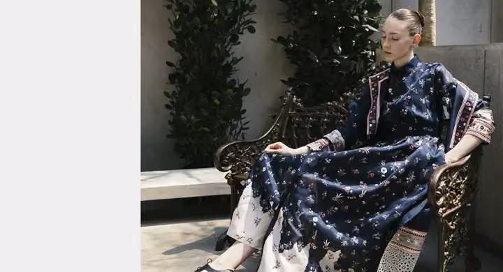 Navy floral long dress — Biyan Wanaatmadja, Spring/Summer 2021