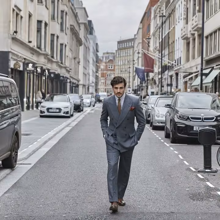 Grey three-piece suit — Edward Sexton, Autumn/Winter 2021
