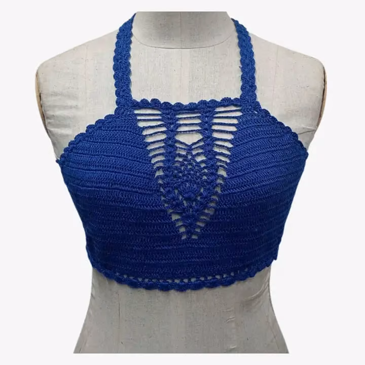 Blue Crochet Halter Top — Bibi Russell, Date not documented