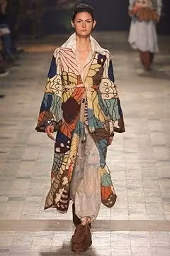 Long multicolor patchwork coat — Marjan Pejoski, Fall 2002 Ready-to-Wear