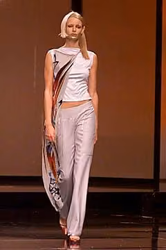 Pale graphic top and trousers by Tristan Webber, Spring 2001 Ready-to-Wear.