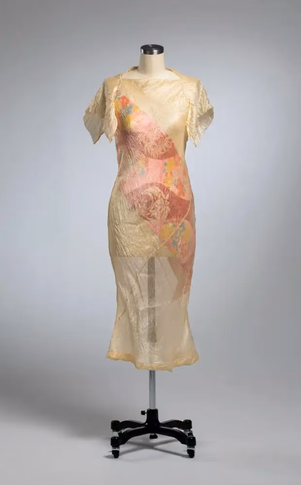 Crushed silk dress with vintage kimono panel — Akira Isogawa, Spring/Summer 1998