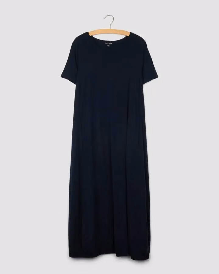 Fine Jersey Lantern Dress, blue — Eileen Fisher, Date not documented