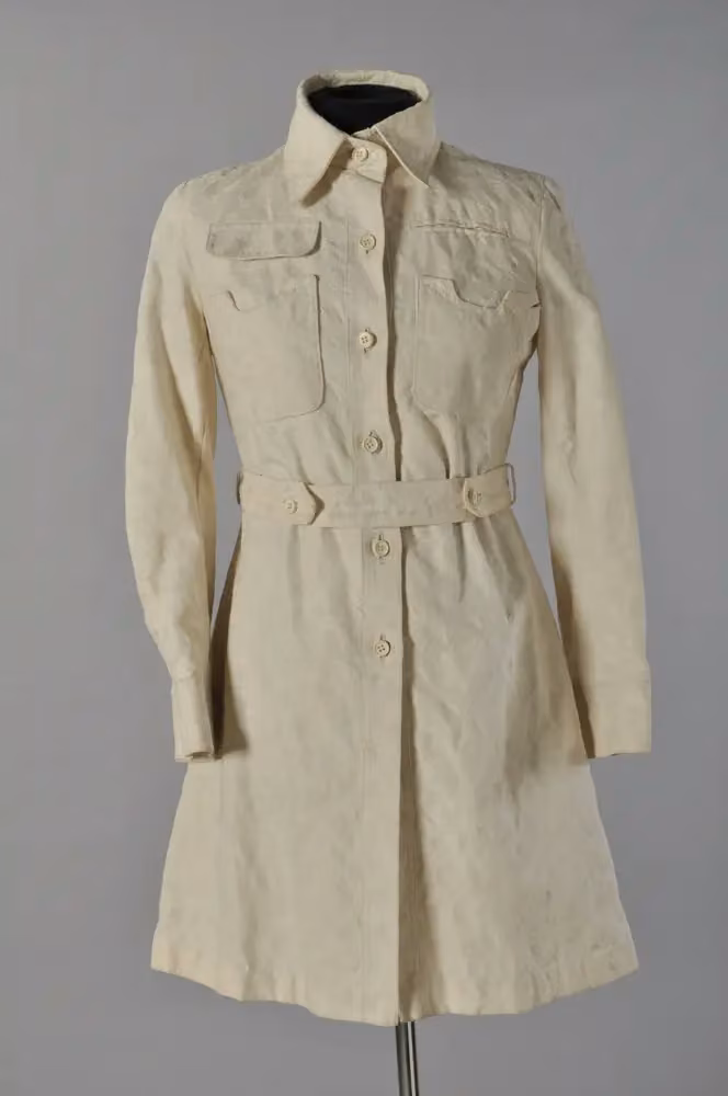 Floral jacquard trench coat — Margit Brandt, 1970