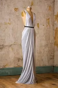 Ribbon-bound white jersey dress — Jean Yu, c. 2006