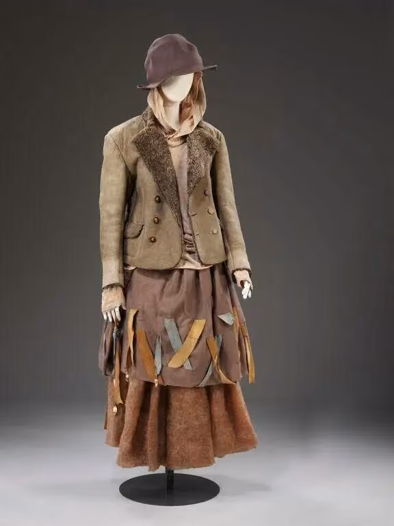 Buffalo sheepskin jacket and skirt ensemble — Malcolm McLaren, 1982
