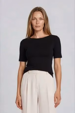 Irmeli black short-sleeved top — Camilla Thulin, Date not documented