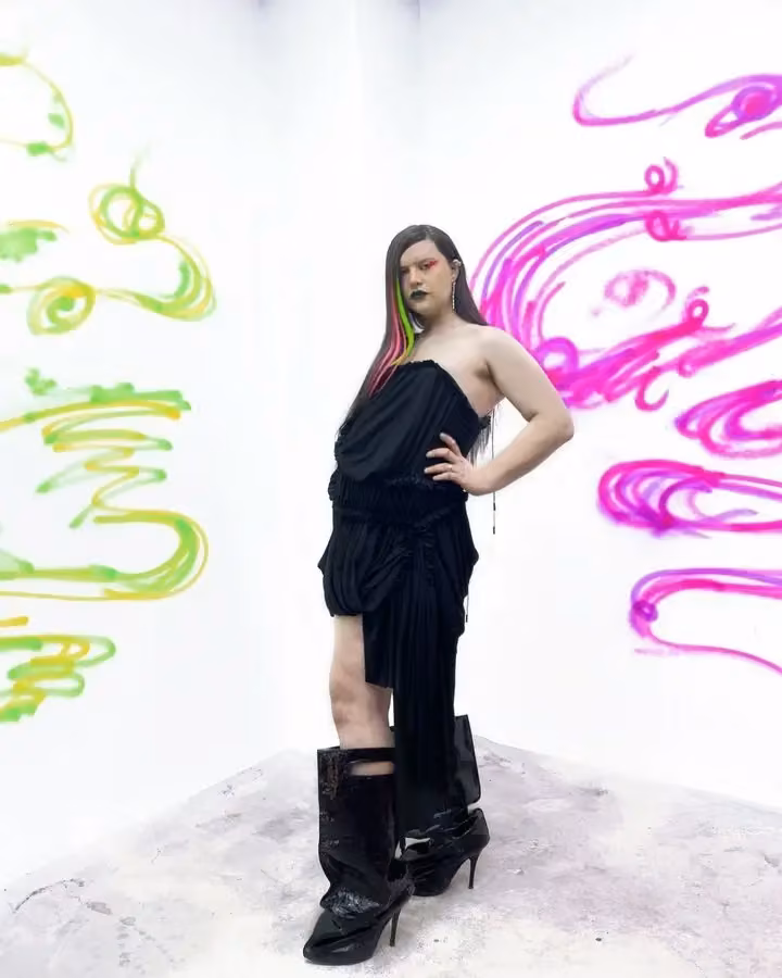Gathered black minidress — Alectra Rothschild, Fall 2023