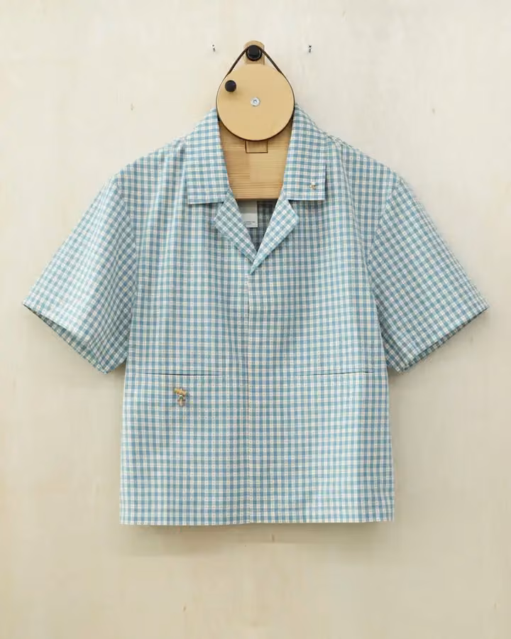 Light blue checked cropped shirt — Youngshin Hong & Sang Lim Lee, Date not documented