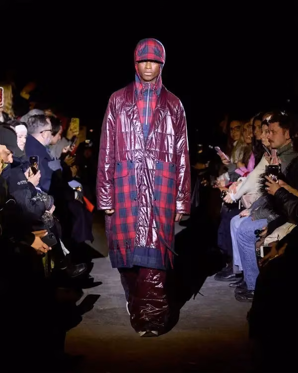Glossy purple hooded outerwear and trousers — Rolf Ekroth, Autumn/Winter 2025