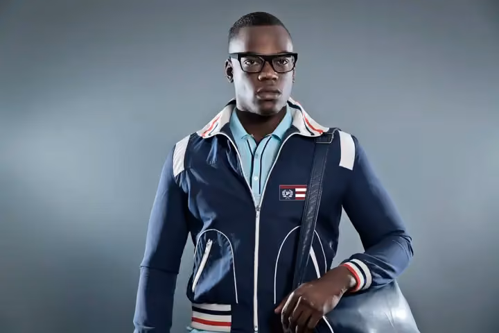Navy Phat Farm track jacket — Russell Simmons, Date not stated