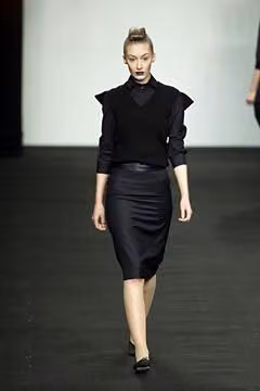 Dark structured top and skirt by Shelley Fox, Fall 2001 Ready-to-Wear.