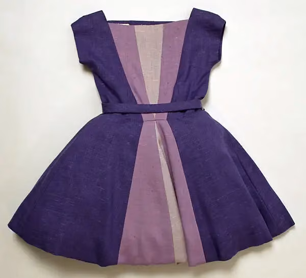 Purple dress with contrasting centre panels — Luis Estévez, 1958
