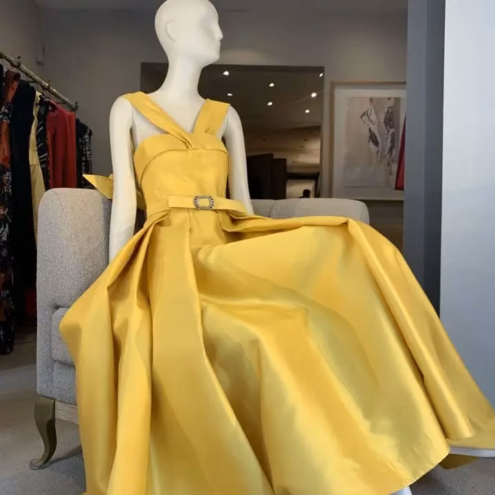 Yellow belted evening gown — Bruce Oldfield, Date not stated