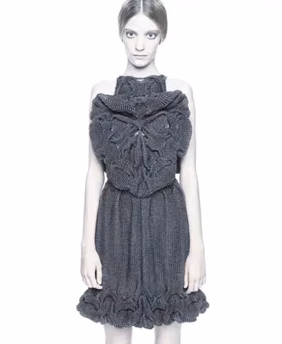 Charcoal knitted halter dress with sculpted bodice — Sandra Backlund, Spring/Summer 2009