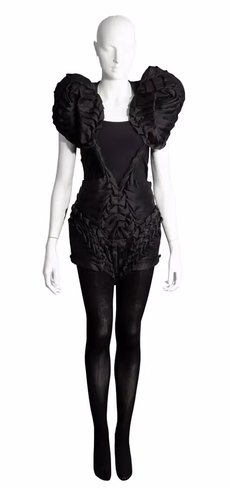 Black pleated-shoulder suit — Helena Hörstedt, 2007; Spring/Summer 2008
