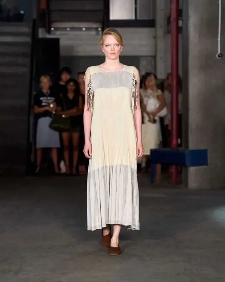 Ganni × Stem — Pleated skirt ensemble — Sarah Brunnhuber, August 2026