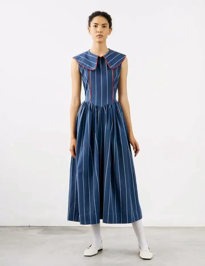 Navy sleeveless dress — Sindiso Khumalo, Spring 2021