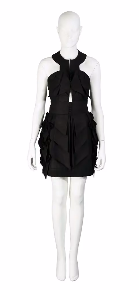 Black suede-and-silk cutout dress — Helena Hörstedt, 2007; Spring/Summer 2008