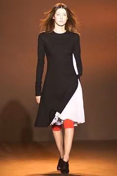 Black dress with white and red layers by Richard Edwards, Fall 2002 Ready-to-Wear.