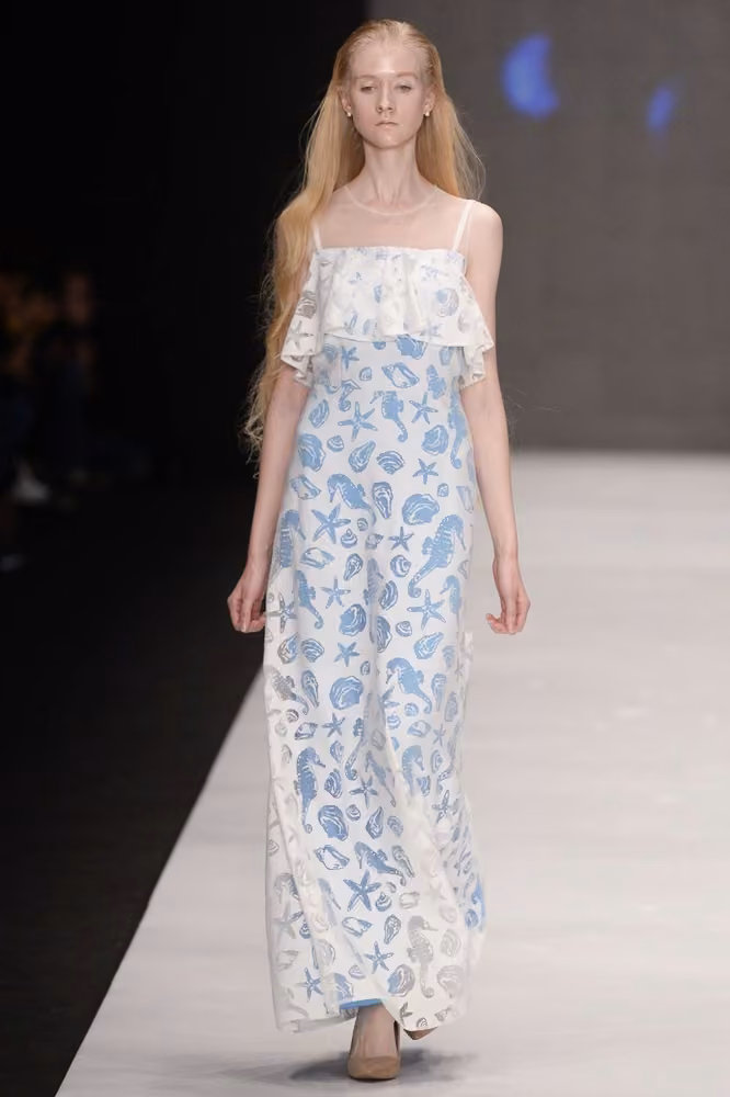 Long pale floral dress — Ksenia Knyazeva, Russia Spring 2017
