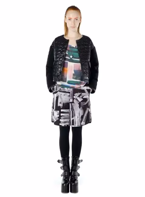 Printed top and shorts with a textured jacket — Hanna Riiheläinen, Autumn/Winter 2011