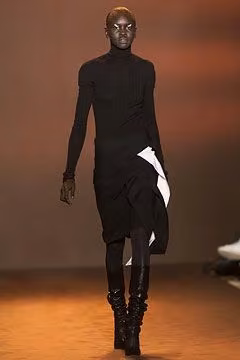 Black wrapped skirt look by Richard Edwards, Fall 2002 Ready-to-Wear.