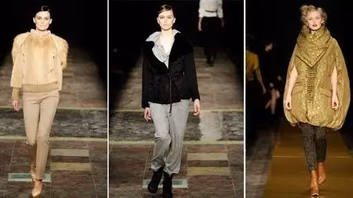 Olive-gold tunic or coat — right-hand look in three-photo composite — Susanne Rützou, Autumn/Winter 2011