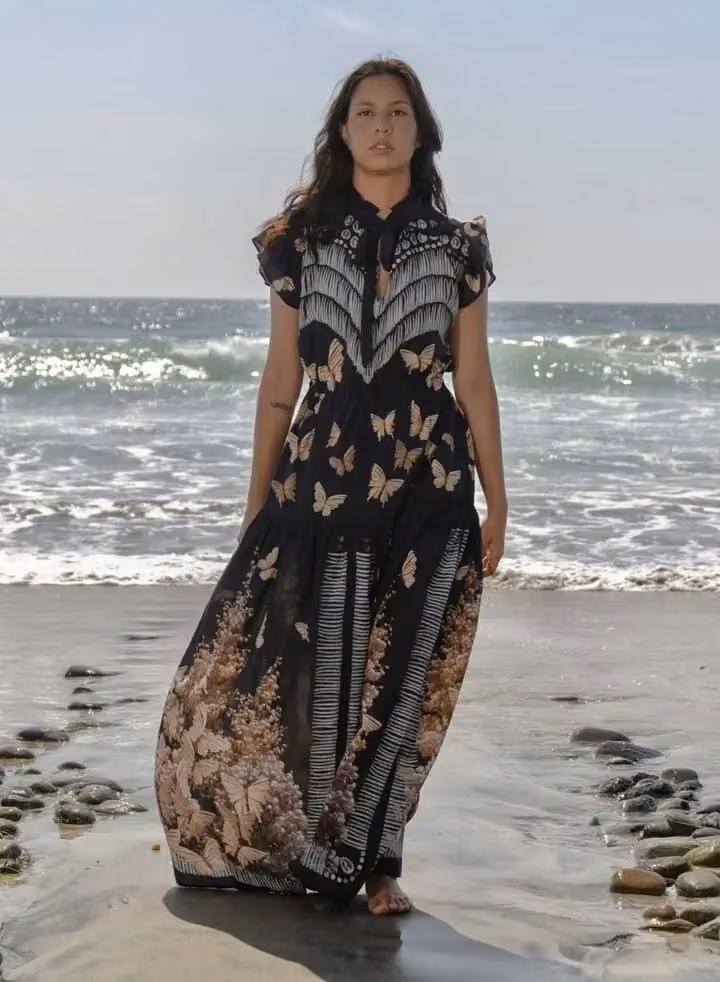 Butterfly-print dress — Jamie Okuma, September 2025