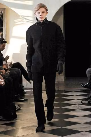 Black high-neck jacket and trousers — Tony Melillo, Fall 2008 Menswear