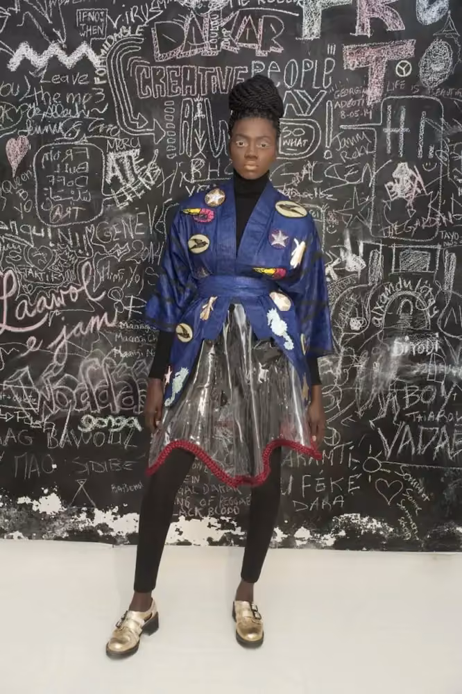 Blue wrap jacket with a transparent skirt — Selly Raby Kane, Autumn/Winter 2015