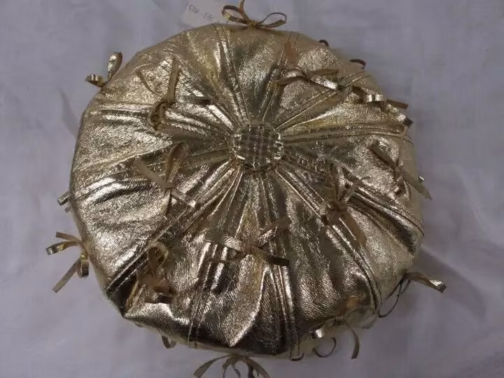 Gold leather beret — Simone Mirman, 1969-1972