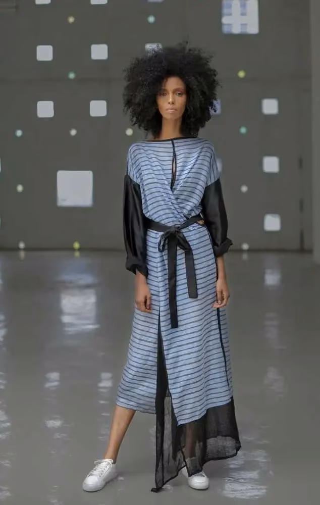 Mafi Mafi — Blue striped belted dress — Mahlet Afework, 2019