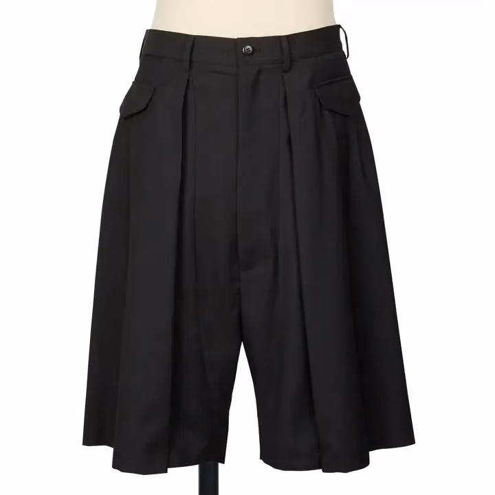 Black shorts with deep pleats — Stefano Pilati, Date not stated