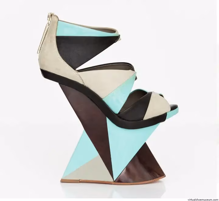 Project 3 architectural shoe with triangular wooden heel — Julia Lundsten, Spring/Summer 2011