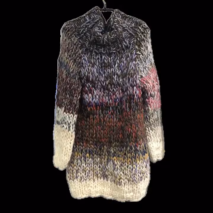 Multicolored long knitted sweater — Ásta Vilhelmína Guðmundsdóttir, Date not documented