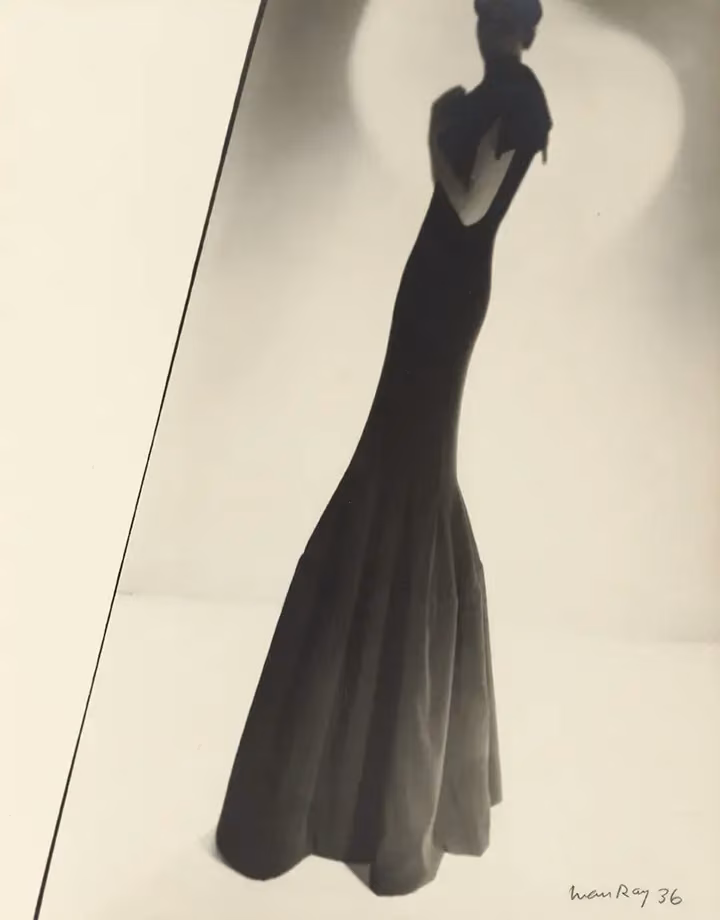 Evening gown photographed by Man Ray — Augusta Bernard, Photographed 1936