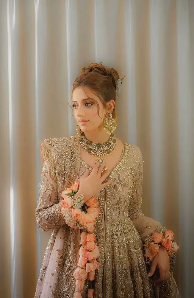 Rose Pink Floor-length Gown with Ombré Lehenga — Hassan Sheheryar Yasin, Date not documented