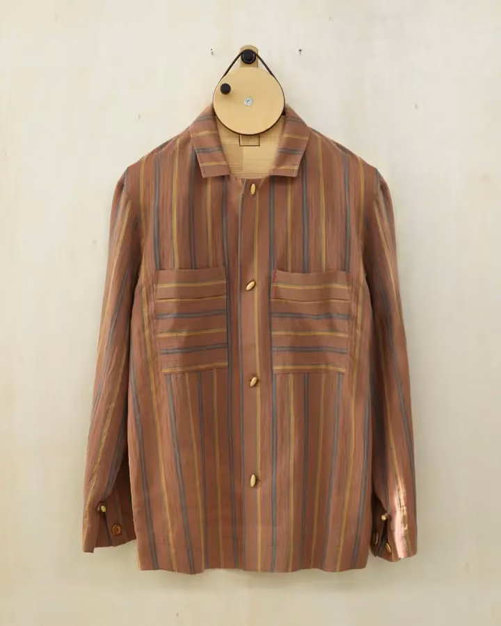 Brown checked long-sleeved shirt — Youngshin Hong & Sang Lim Lee, Date not documented