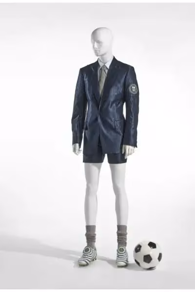 Blue blazer, shorts and football boots — Dirk Bikkembergs, Spring/Summer 2004