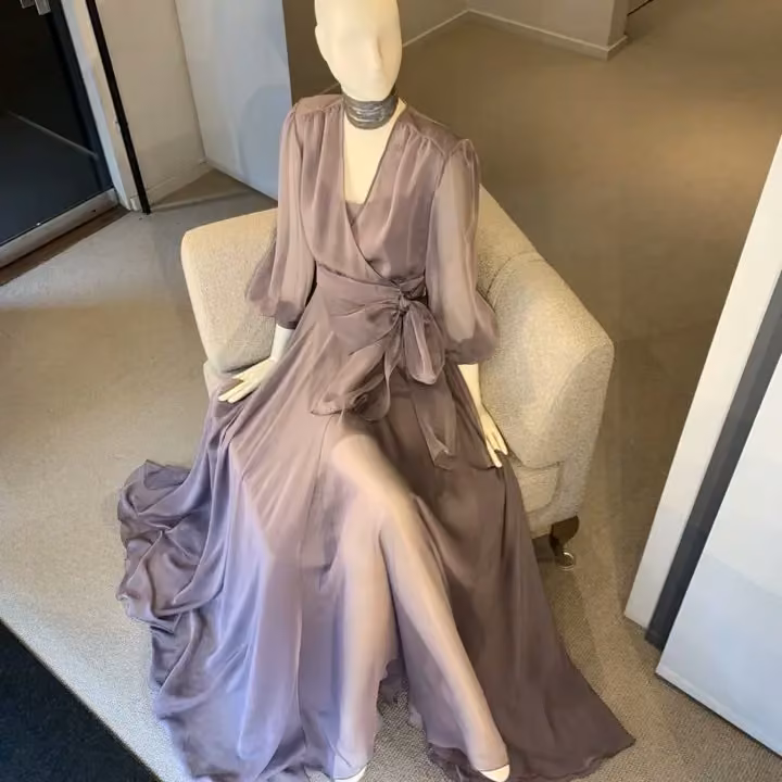 Mauve draped evening gown — Bruce Oldfield, Date not stated