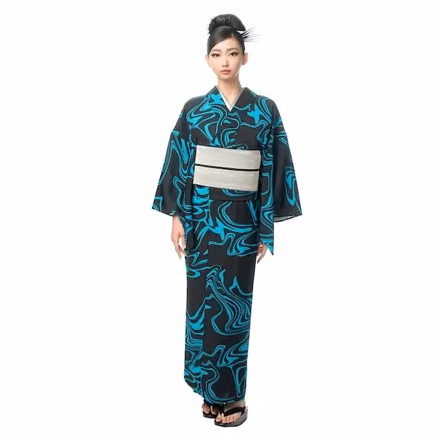 Flowing-pattern yukata — Junko Koshino, Date not documented