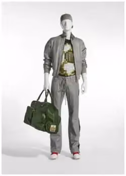 Grey athletic suit with green accessories — Dirk Bikkembergs, Spring/Summer 2004