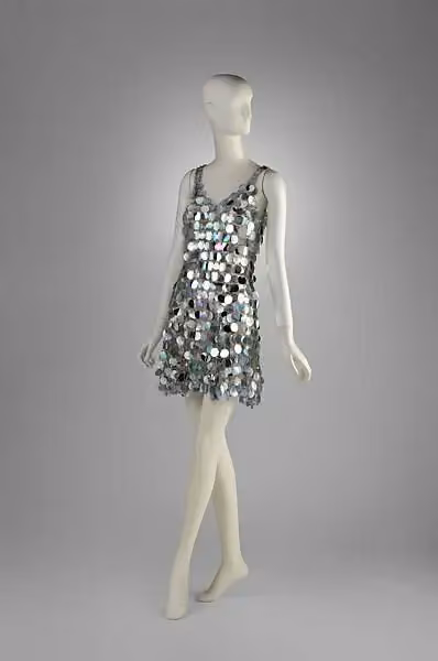 Iridescent disc minidress — Paco Rabanne, ca. 1966