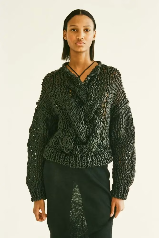 Leather Cable Pullover — Aisling Camps, Date not stated