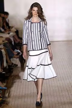 Striped top and white tiered skirt by Sebastian Pons, Spring 2005 Ready-to-Wear.