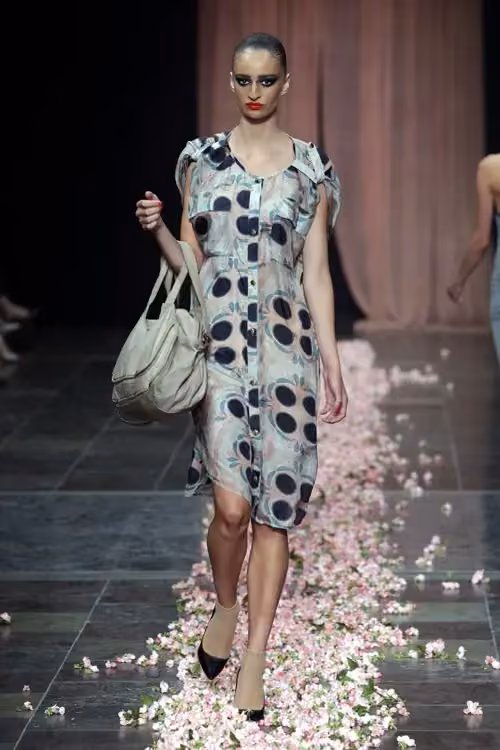 Grey patterned short dress — Benedikte Utzon, Spring/Summer 2014