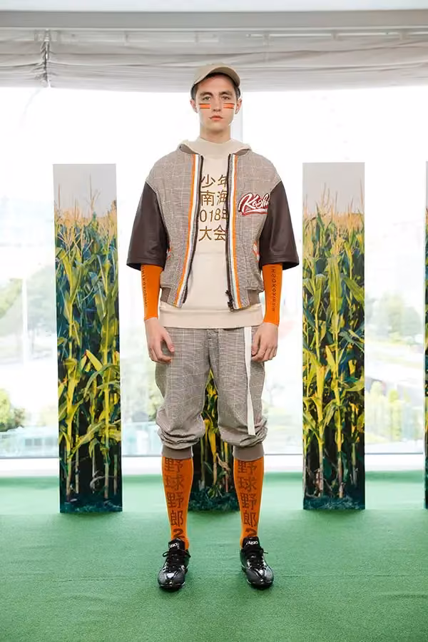 Checked baseball jacket and cropped trousers — Michiko Koshino, Spring/Summer 2018